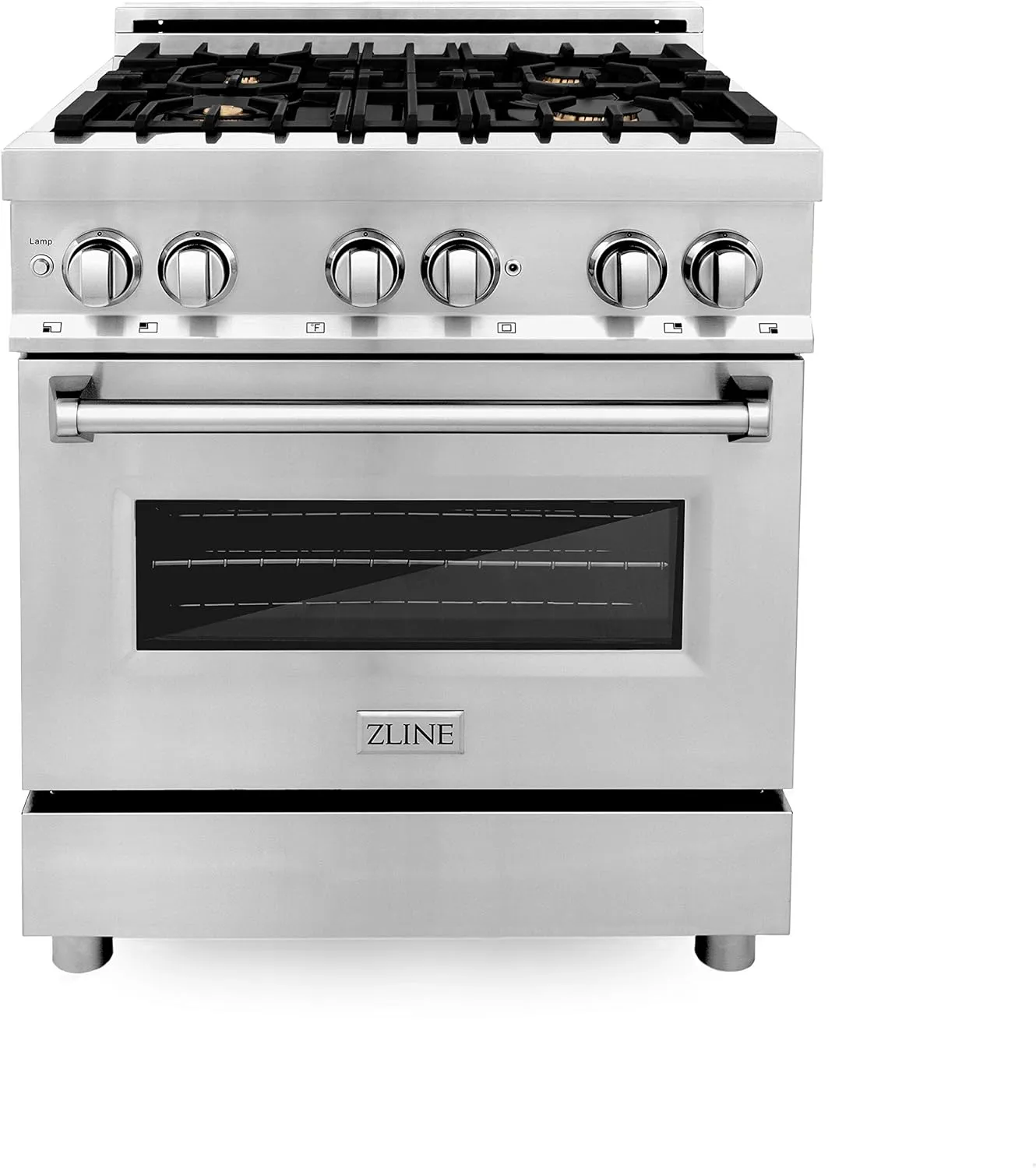 ZLINE 30 in. 4.0 cu. ft. Legacy Dual Fuel Range with Gas Cooktop and Electric Convection Oven in Stainless Steel with 4 Brass Burners (RA-BR-30)
