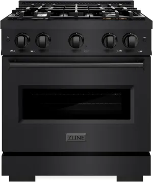 ZLINE 30 in. 4.2 cu. ft. Classic Gas Range with 4 Burner Cooktop and Convection Gas Oven in Black Stainless Steel (CGRB-30)