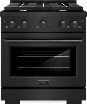 ZLINE 30 in. 4.2 cu. ft. Paramount Gas Range with 4 Burner Cooktop and Convection Gas Oven in Black Stainless Steel (SGRB-30)