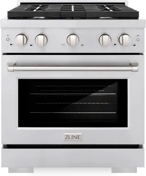 ZLINE 30 in. 4.2 cu. ft. Paramount Gas Range with 4 Burner Cooktop and Convection Gas Oven in Stainless Steel (SGR30)