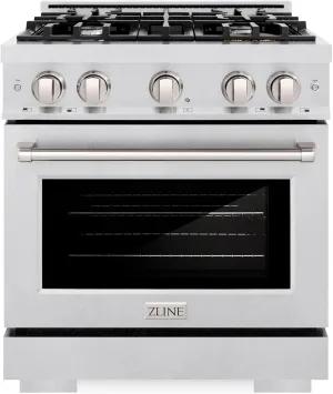 ZLINE 30 in. 4.2 cu. ft. Select Dual Fuel Range with 4 Burner Gas Cooktop and Electric Convection Oven in Satin Stainless Steel (HDRS-30)