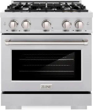 ZLINE 30 in. 4.2 cu. ft. Select Dual Fuel Range with 4 Burner Gas Cooktop and Electric Convection Oven in Stainless Steel (HDR30)