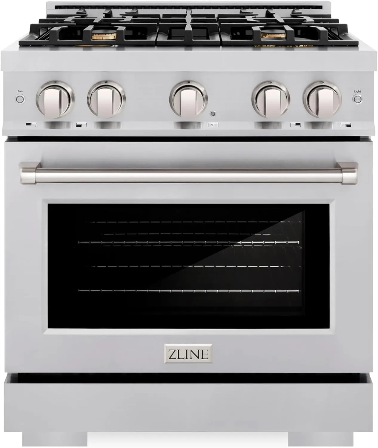 ZLINE 30 in. 4.2 cu. ft. Select Dual Fuel Range with Gas Cooktop and Electric Convection Oven in Stainless Steel with 4 Brass Burners (HDR-BR-30)