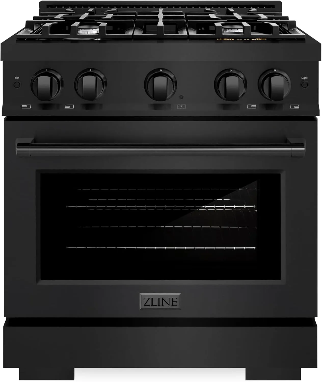 ZLINE 30 in. 4.2 cu. ft. Select Gas Range with 4 Burner Cooktop and Convection Gas Oven in Black Stainless Steel (HGRB-30)