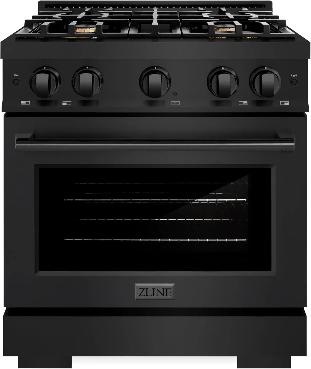 ZLINE 30 in. 4.2 cu. ft. Select Gas Range with Convection Gas Oven in Black Stainless Steel with 4 Brass Burners (HGRB-BR-30)