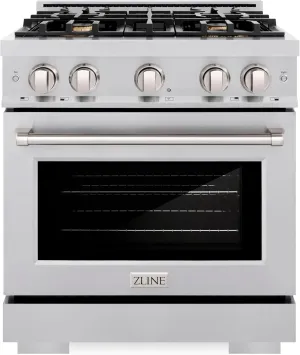 ZLINE 30 in. 4.2 cu. ft. Select Gas Range with Convection Gas Oven in Stainless Steel with 4 Brass Burners (HGR-BR-30)