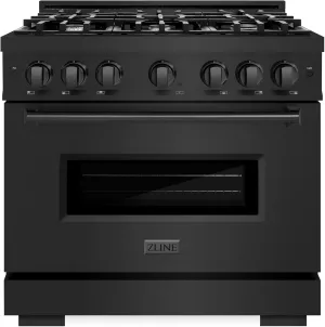 ZLINE 36 in. 5.2 cu. ft. Classic Gas Range with 6 Burner Cooktop and Convection Gas Oven in Black Stainless Steel (CGRB-36)