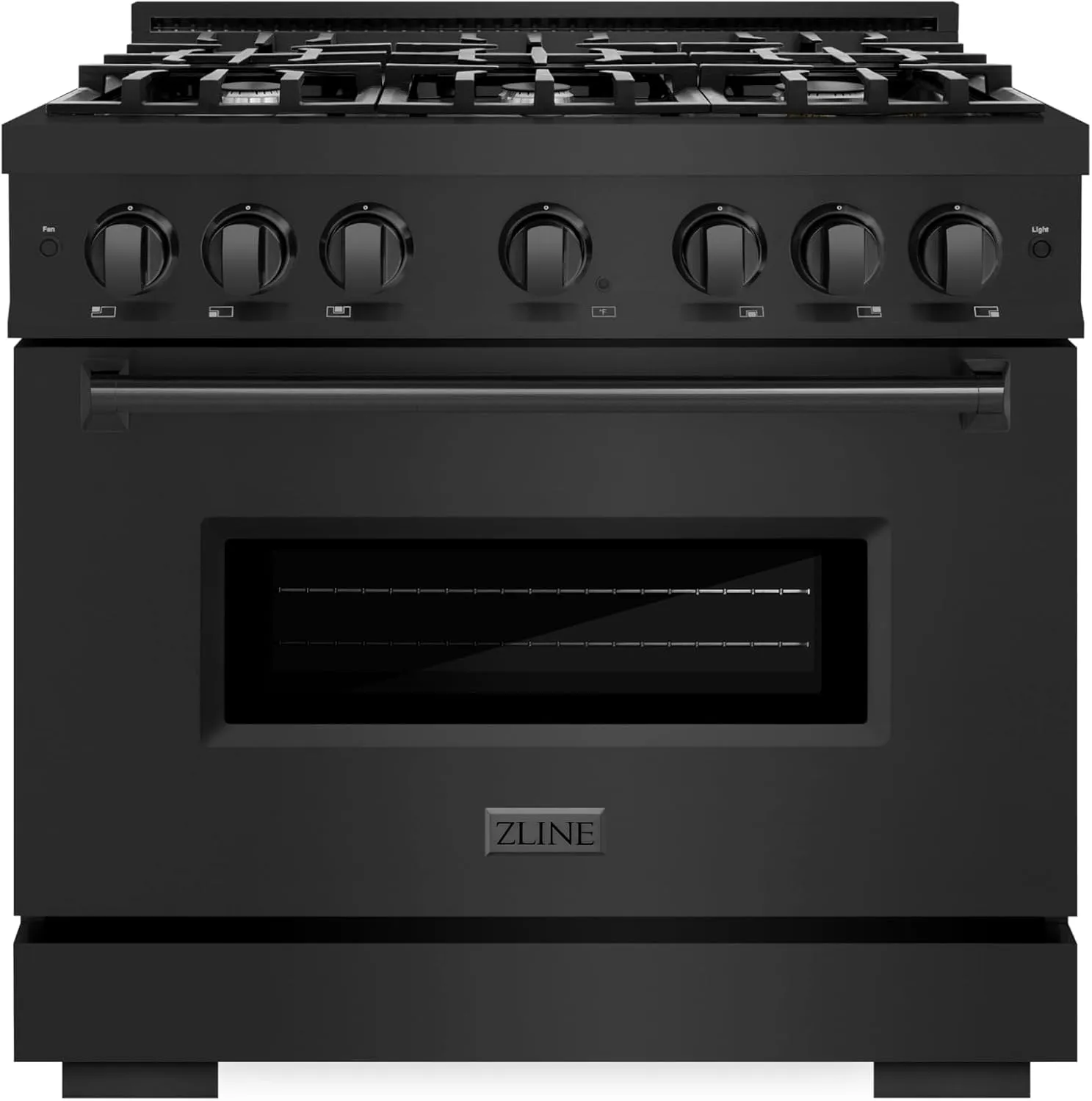 ZLINE 36 in. 5.2 cu. ft. Classic Gas Range with 6 Burner Cooktop and Convection Gas Oven in Black Stainless Steel (CGRB-36)