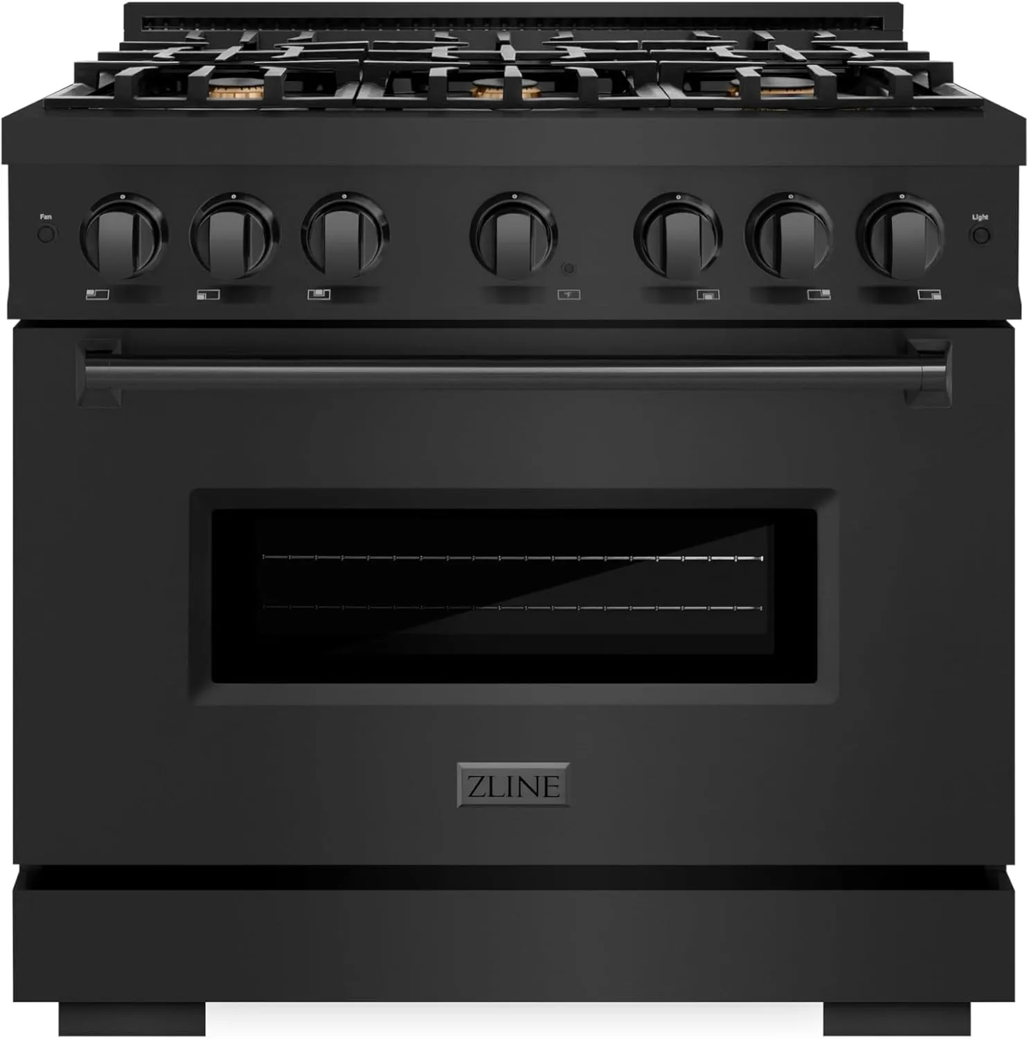 ZLINE 36 in. 5.2 cu. ft. Classic Gas Range with Convection Gas Oven in Black Stainless Steel with 6 Brass Burners (CGRB-BR-36)