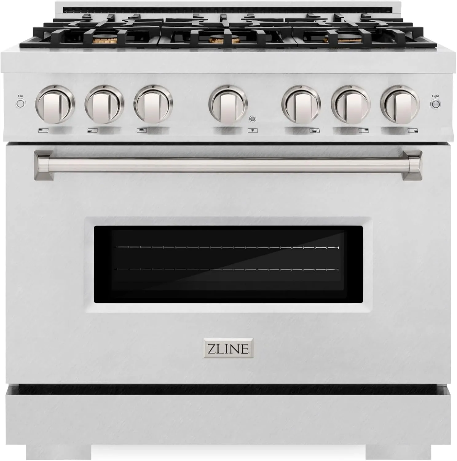 ZLINE 36 in. 5.2 cu. ft. Classic Gas Range with Convection Gas Oven in Satin Stainless Steel with 6 Brass Burners (CGRS-BR-36)