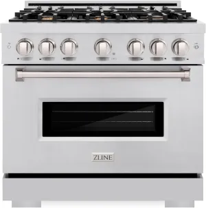 ZLINE 36 in. 5.2 cu. ft. Classic Gas Range with Convection Gas Oven in Stainless Steel with 6 Brass Burners (CGR-BR-36)
