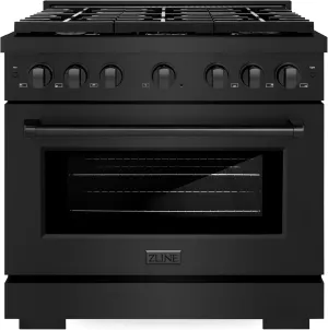 ZLINE 36 in. 5.2 cu. ft. Paramount Gas Range with 6 Burner Cooktop and Convection Gas Oven in Black Stainless Steel (SGRB-36)