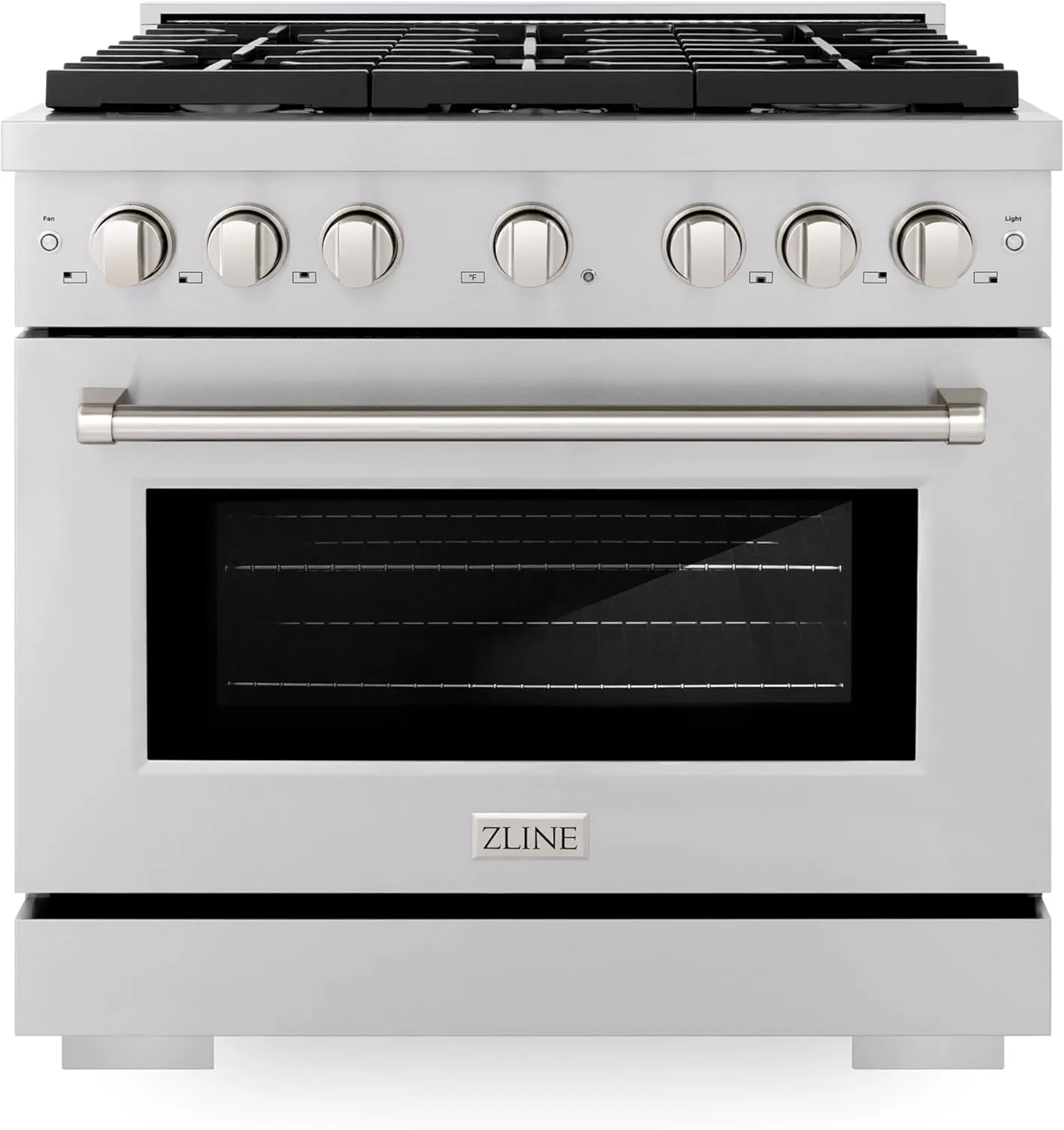 ZLINE 36 in. 5.2 cu. ft. Paramount Gas Range with 6 burner Cooktop and Convection Gas Oven in Satin Stainless Steel (SGRS-36)