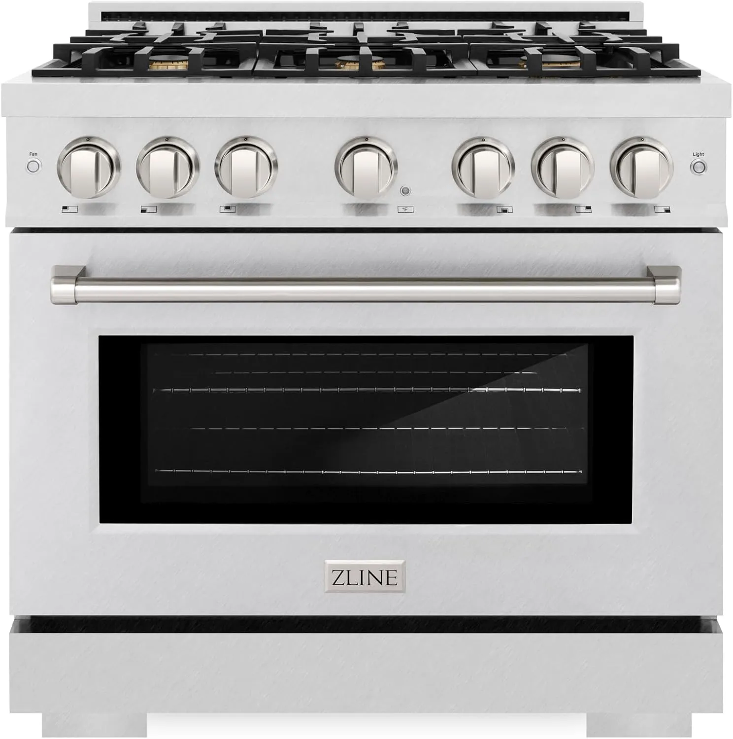 ZLINE 36 in. 5.2 cu. ft. Select Gas Range with Convection Gas Oven in Satin Stainless Steel with 6 Brass Burners (HGRS-BR-36)