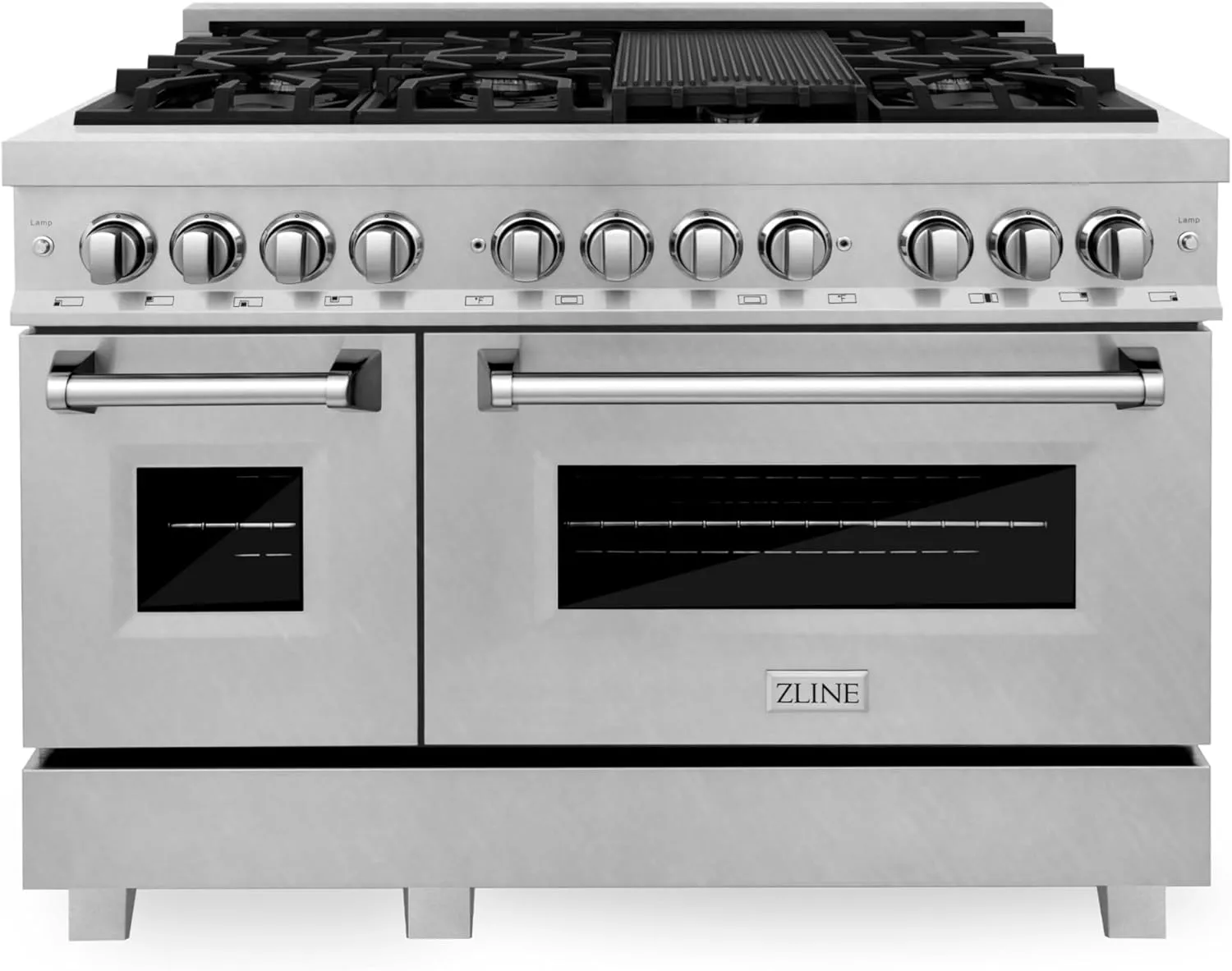 ZLINE 48 in. 6.0 cu. ft. Legacy Dual Fuel Range with 7 Burner Gas Cooktop and 2 Electric Ovens in Satin Stainless Steel (RAS-SN-48)