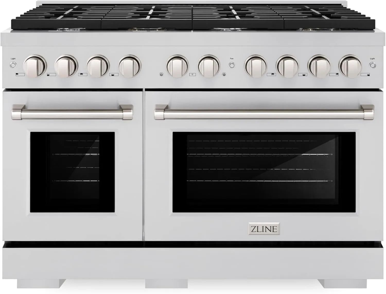ZLINE 48 in. 6.7 cu. ft. Paramount Double Oven Gas Range with 8 Burner Cooktop in Stainless Steel (SGR48)