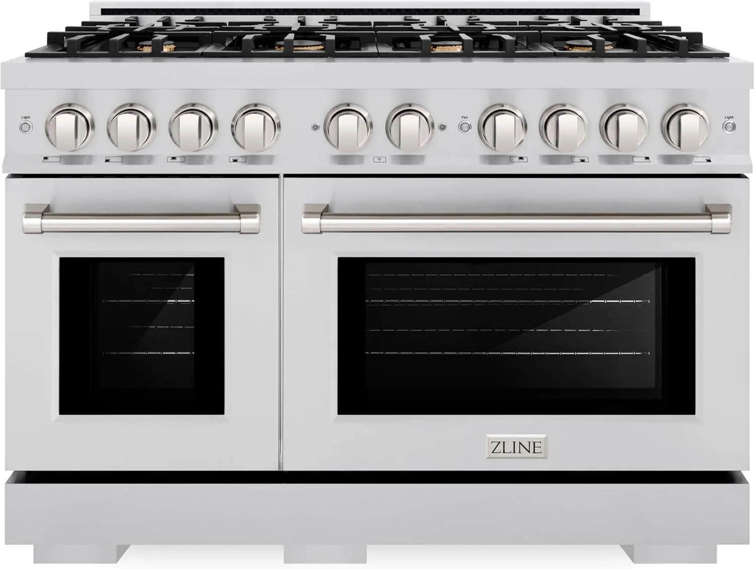 ZLINE 48 in. 6.7 cu. ft. Select Double Oven Gas Range in Stainless Steel with 8 Brass Burners (HGR-BR-48)