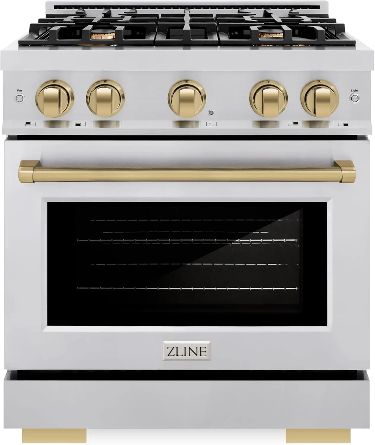 ZLINE Autograph Edition 30 in. 4.2 cu. ft. Select Gas Range with 4 Burner Cooktop and Convection Gas Oven in Stainless Steel and Champagne Bronze Accents (HGRZ-30-CB)