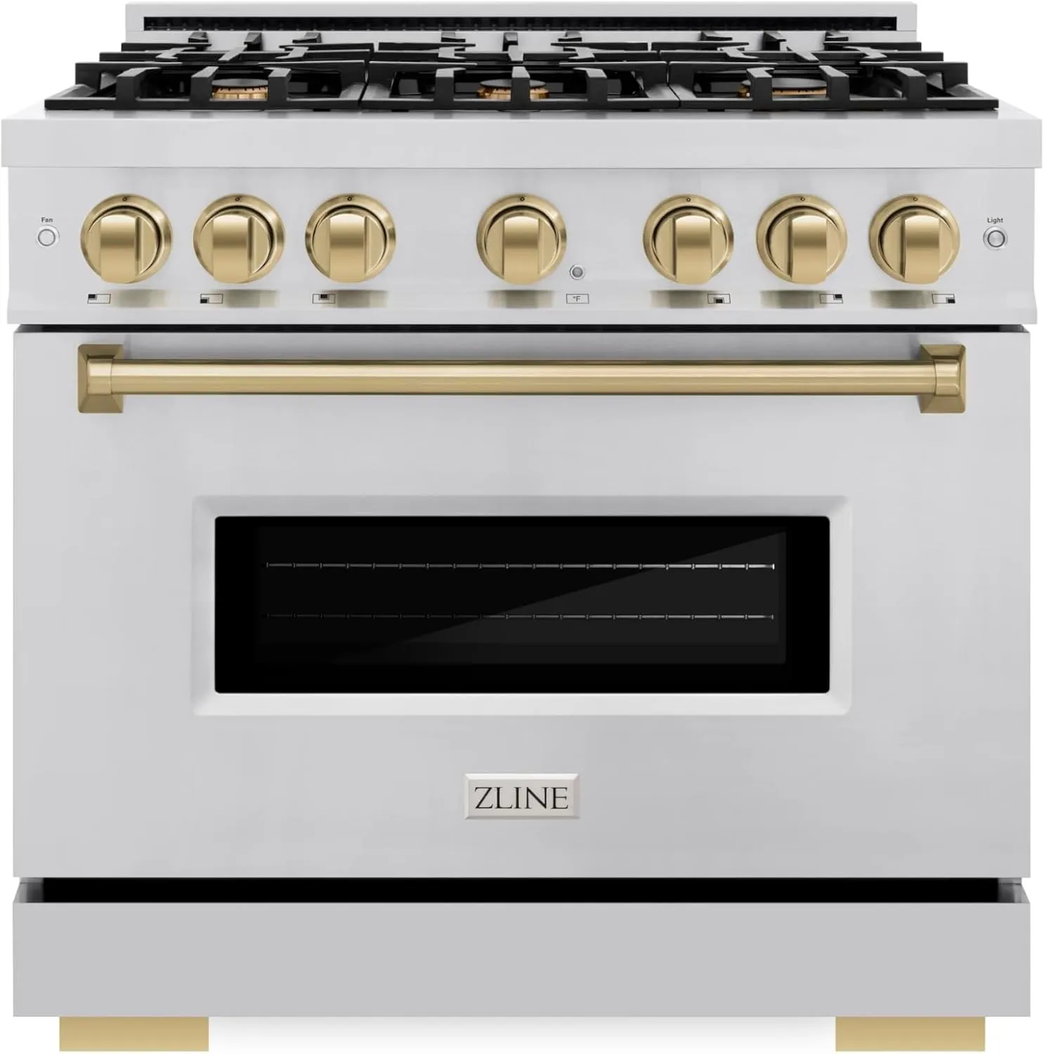 ZLINE Autograph Edition 36 in. 5.2 cu. ft. Classic Dual Fuel Range with 6 Burner Gas Cooktop and Electric Convection Oven in Stainless Steel with Champagne Bronze Accents (CDRZ-36-CB)