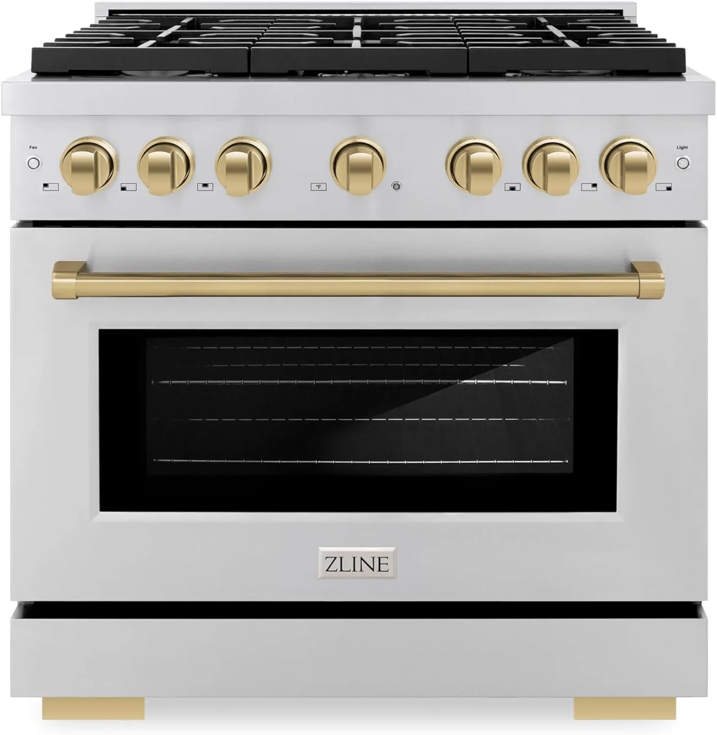 ZLINE Autograph Edition 36 in. 5.2 cu. ft. Paramount Gas Range with 6 Burner Cooktop and Convection Gas Oven in Stainless Steel and Champagne Bronze Accents (SGRZ-36-CB)