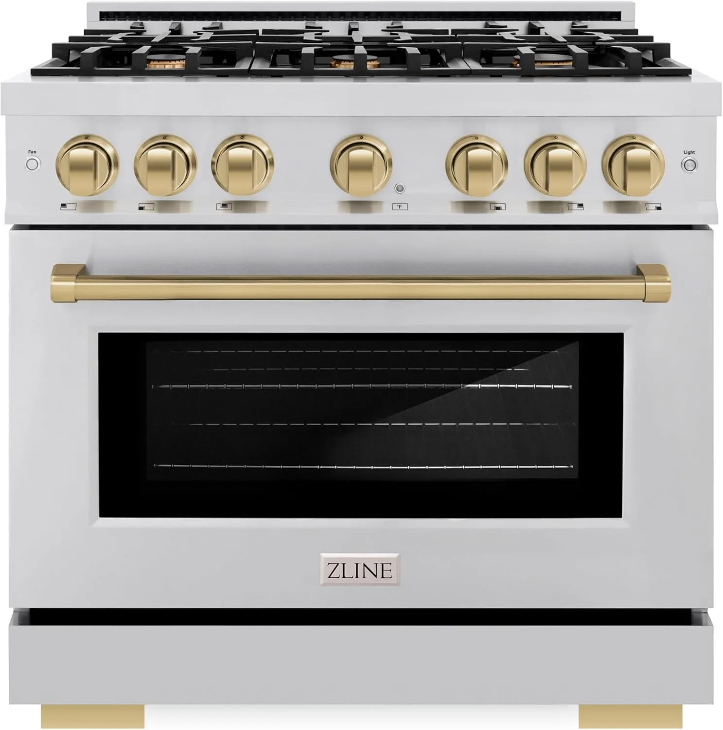 ZLINE Autograph Edition 36 in. 5.2 cu. ft. Select Gas Range with 6 Burner Cooktop and Convection Gas Oven in Stainless Steel and Champagne Bronze Accents (HGRZ-36-CB)