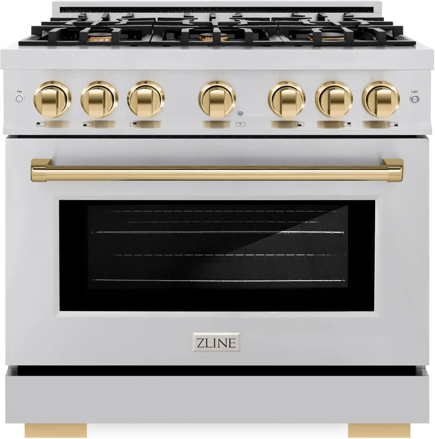 ZLINE Autograph Edition 36 in. 5.2 cu. ft. Select Gas Range with 6 Burner Cooktop and Convection Gas Oven in Stainless Steel and Polished Gold Accents (HGRZ-36-G)