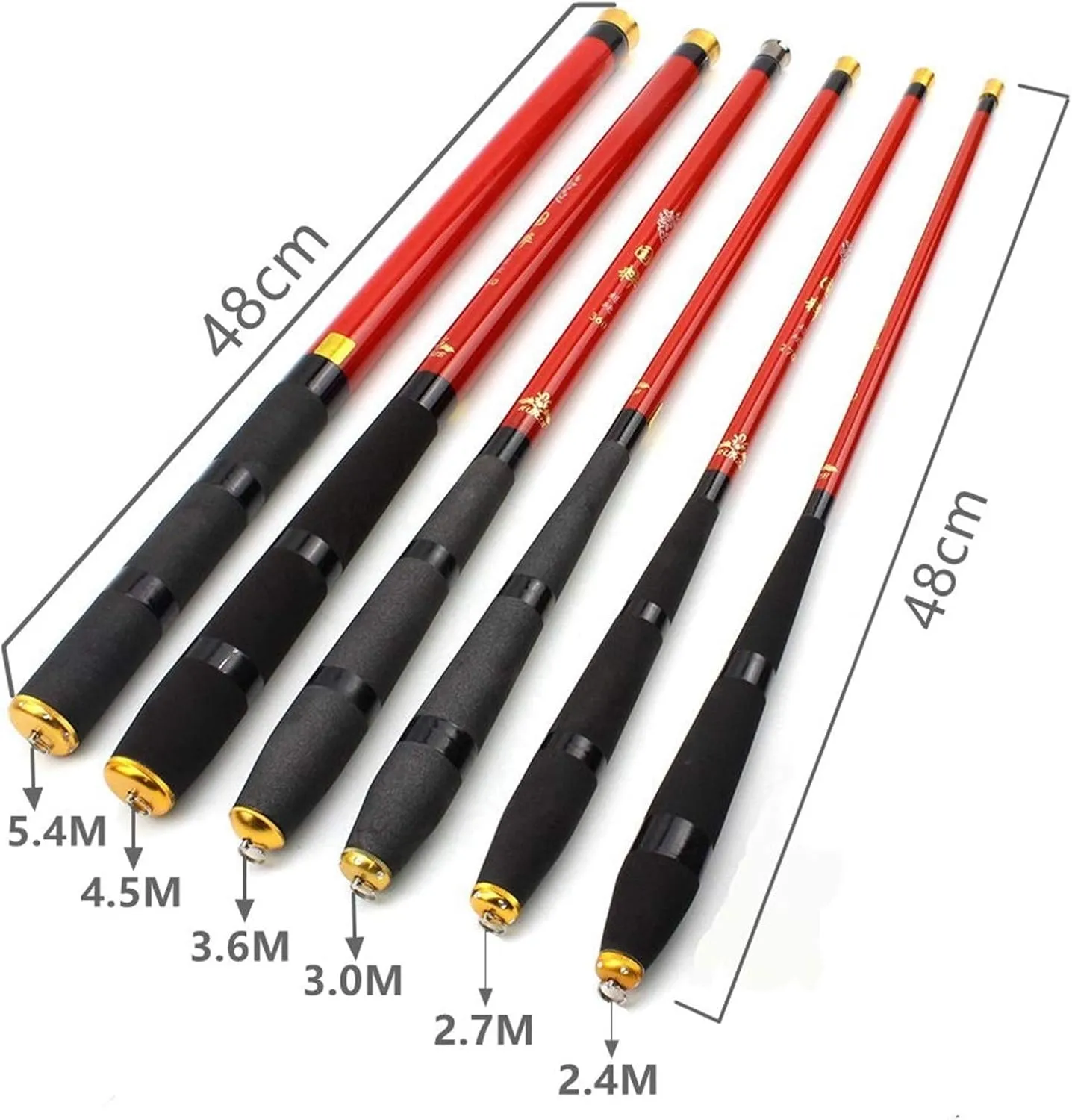 ZYHYD 5.4m-2.4m Portable Ultra-Short Carp Fishing Rod, Hand Rod Telescopic Fishing Rod, Carbon Spinning Compact Fishing Rod, Rod, Fishing Rod ZYHYD (Size : 3.6 m)