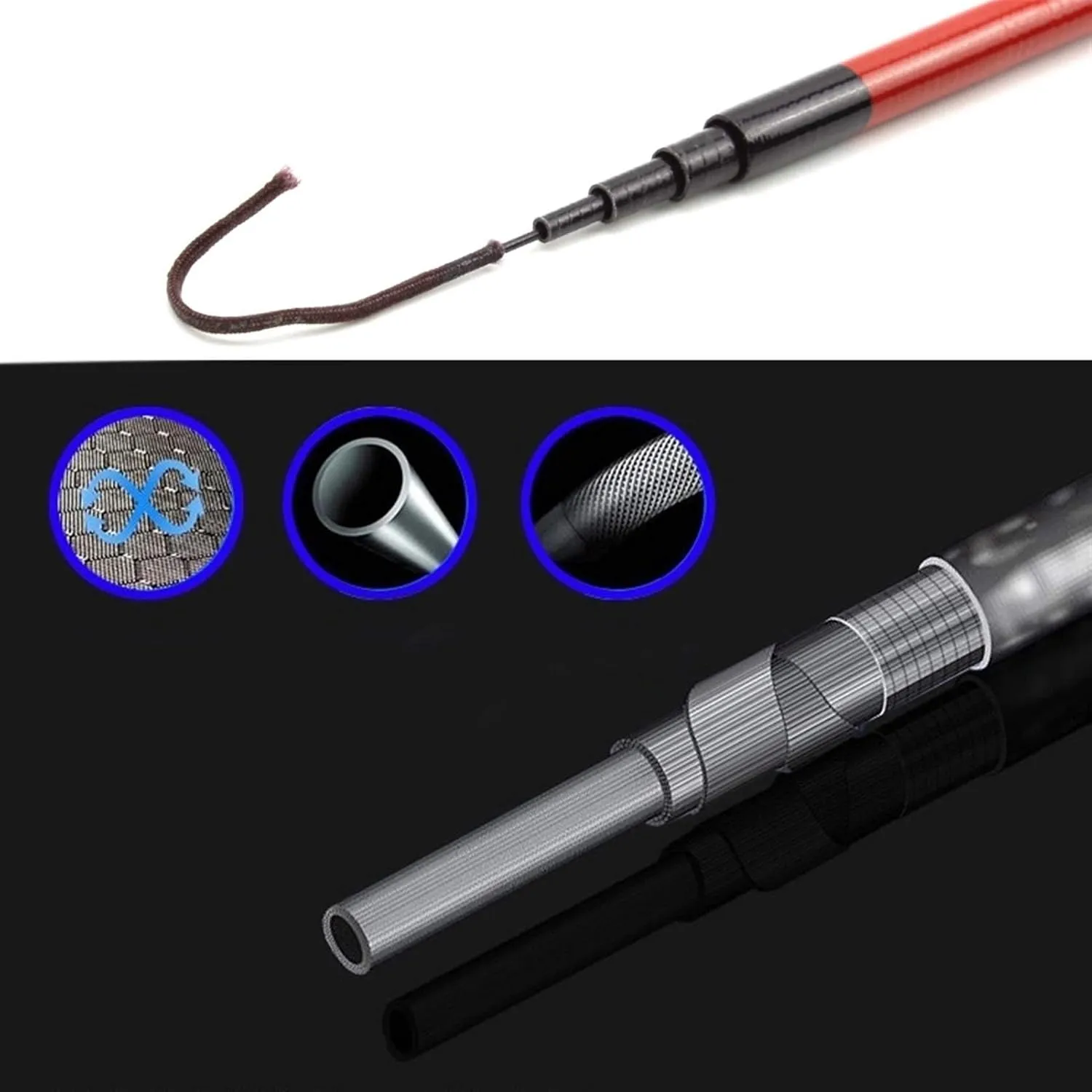 ZYHYD 5.4m-2.4m Portable Ultra-Short Carp Fishing Rod, Hand Rod Telescopic Fishing Rod, Carbon Spinning Compact Fishing Rod, Rod, Fishing Rod ZYHYD (Size : 3.6 m)