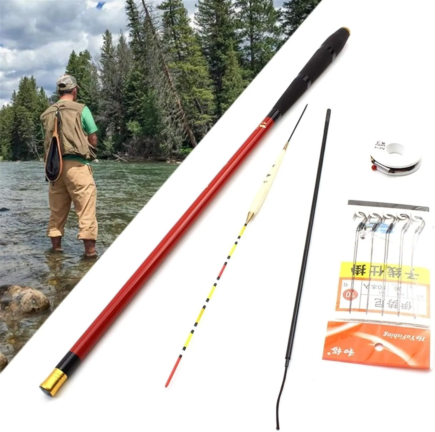 ZYHYD 5.4m-2.4m Portable Ultra-Short Carp Fishing Rod, Hand Rod Telescopic Fishing Rod, Carbon Spinning Compact Fishing Rod, Rod, Fishing Rod ZYHYD (Size : 3.6 m)